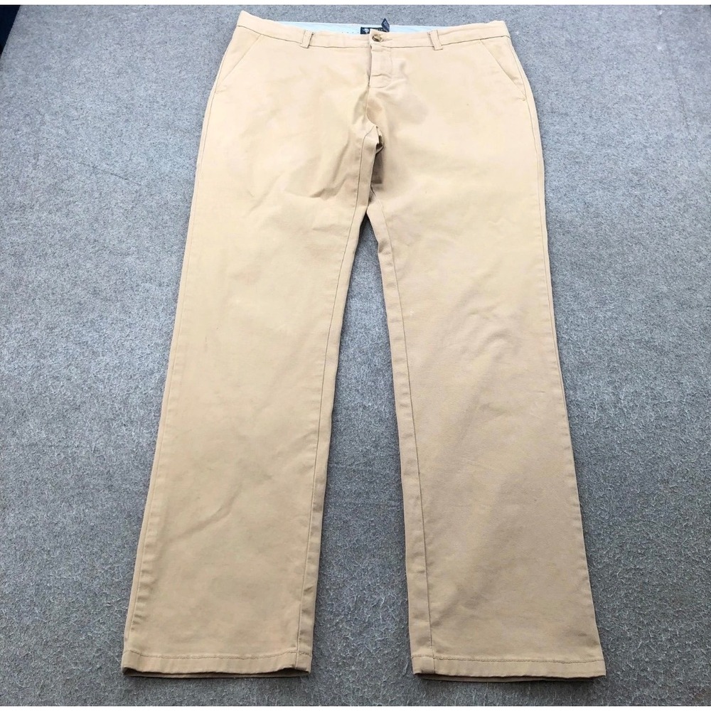 Kiel James Patrick Whaley Preppy Pants Mens 34x32 Khaki Tan Chino Straight Leg